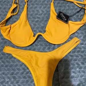 zaful two piece yellow bikini
